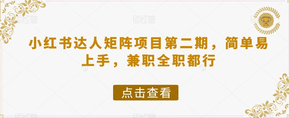小红书达人矩阵项目第二期，简单易上手，兼职全职都行-赚金金-技能学习分享