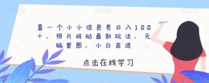 靠一个小小信息差日入100+,照片拼贴最新玩法,无脑套图,小白首选【揭秘】-赚金金-技能学习分享