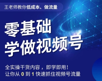 王老师教你低成本、做流量，零基础学做视频号，0-1快速抓住视频号流量-赚金金-技能学习分享