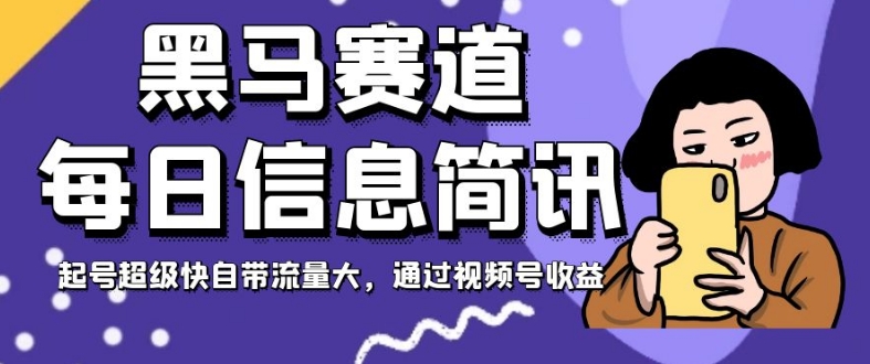 黑马赛道每日信息简讯，起号超级快自带流量大，通过视频号收益【揭秘】-赚金金-技能学习分享