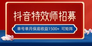 全网首发抖音特效师最新玩法,单号保底收益1500+,可多账号操作,每天操作十分钟【揭秘】-赚金金-技能学习分享