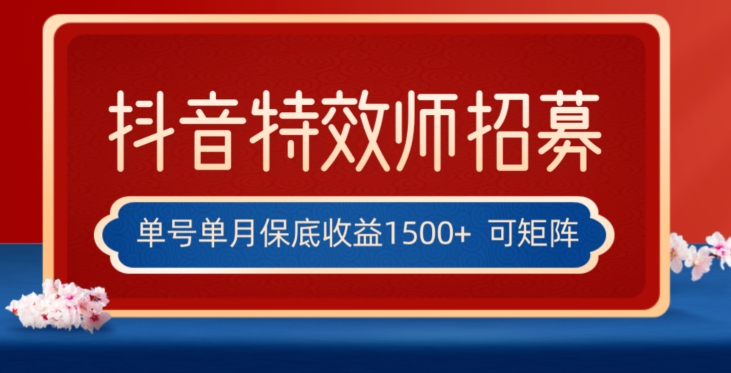 全网首发抖音特效师最新玩法,单号保底收益1500+,可多账号操作,每天操作十分钟【揭秘】-赚金金-技能学习分享