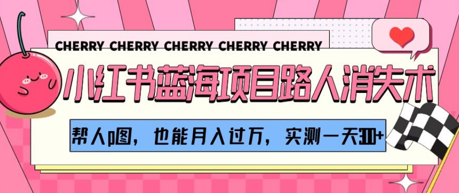 小红书蓝海项目路人消失术,帮人p图,也能月入过万,实测一天300+【揭秘】-赚金金-技能学习分享