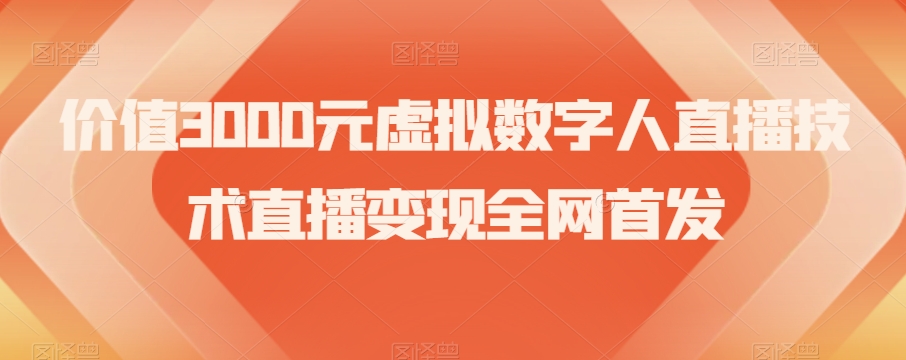 价值3000元虚拟数字人直播技术直播变现全网首发【揭秘】-赚金金-技能学习分享