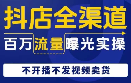 抖店全渠道百万流量曝光实操，不开播不发视频带货-赚金金-技能学习分享