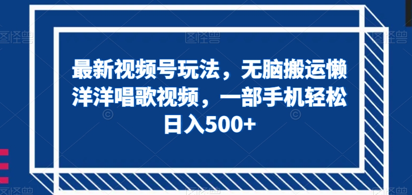 最新视频号玩法,无脑搬运懒洋洋唱歌视频,一部手机轻松日入500+【揭秘】-赚金金-技能学习分享
