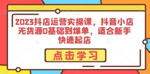 2023抖店运营实操课,抖音小店无货源0基础到爆单,适合新手快速起店-赚金金-技能学习分享