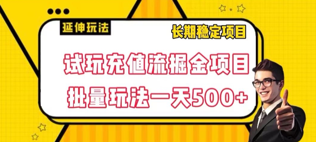 试玩充值流掘金项目，批量矩阵玩法一天500+【揭秘】-赚金金-技能学习分享
