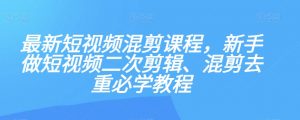 最新短视频混剪课程,新手做短视频二次剪辑、混剪去重必学教程-赚金金-技能学习分享