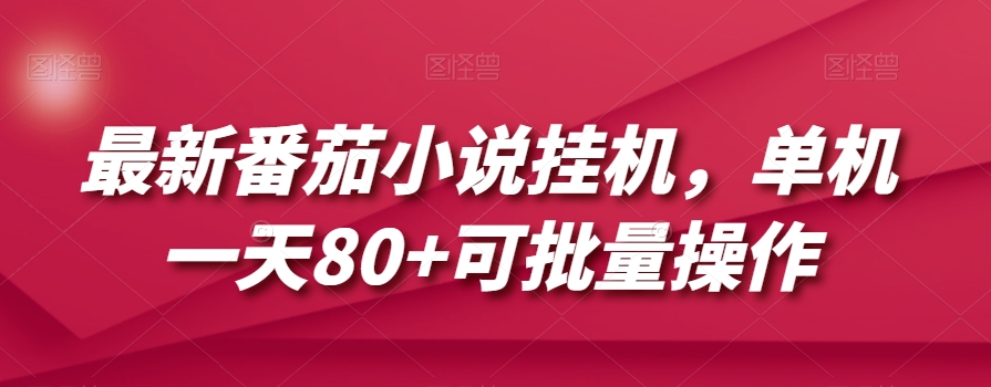 最新番茄小说挂机，单机一天80+可批量操作【揭秘】-赚金金-技能学习分享