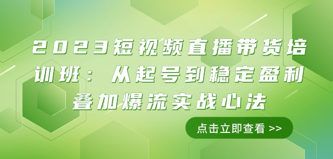 2023短视频直播带货培训班：从起号到稳定盈利叠加爆流实战心法（11节课）-赚金金-技能学习分享