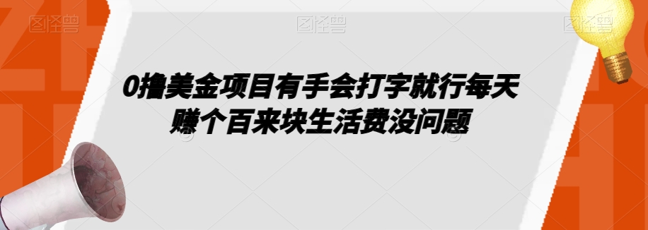 0撸美金项目有手会打字就行每天赚个百来块生活费没问题【揭秘】-赚金金-技能学习分享