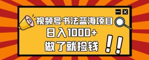 视频号书法蓝海项目,玩法简单,日入1000+【揭秘】-赚金金-技能学习分享