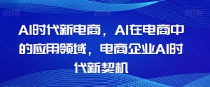 Al时代新电商,Al在电商中的应用领域,电商企业AI时代新契机-赚金金-技能学习分享