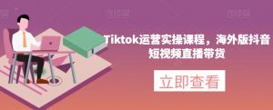 Tiktok运营实操课程,海外版抖音短视频直播带货-赚金金-技能学习分享