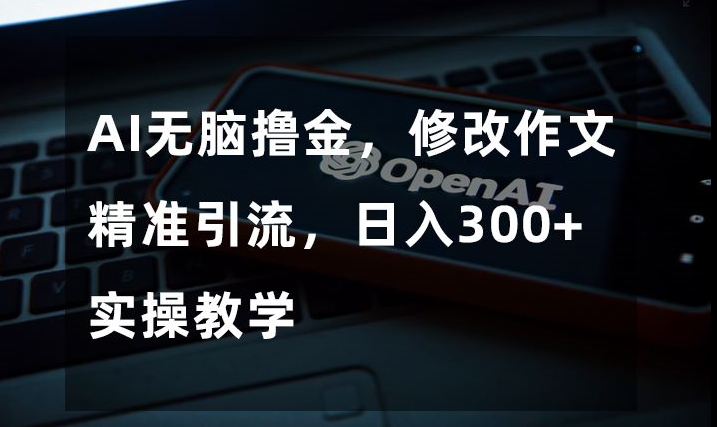 AI无脑撸金，修改作文精准引流，日入300+，实操教学【揭秘】-赚金金-技能学习分享