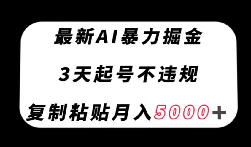 最新AI暴力掘金，3天必起号不违规，复制粘贴月入5000＋【揭秘】-赚金金-技能学习分享