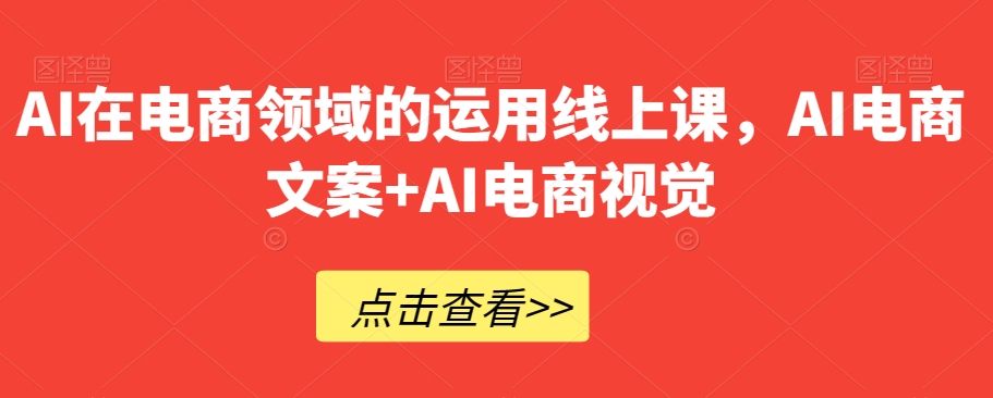 AI在电商领域的运用线上课，​AI电商文案+AI电商视觉-赚金金-技能学习分享