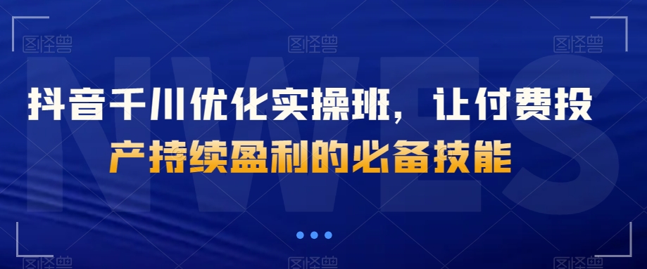 抖音千川优化实操班，让付费投产持续盈利的必备技能-赚金金-技能学习分享