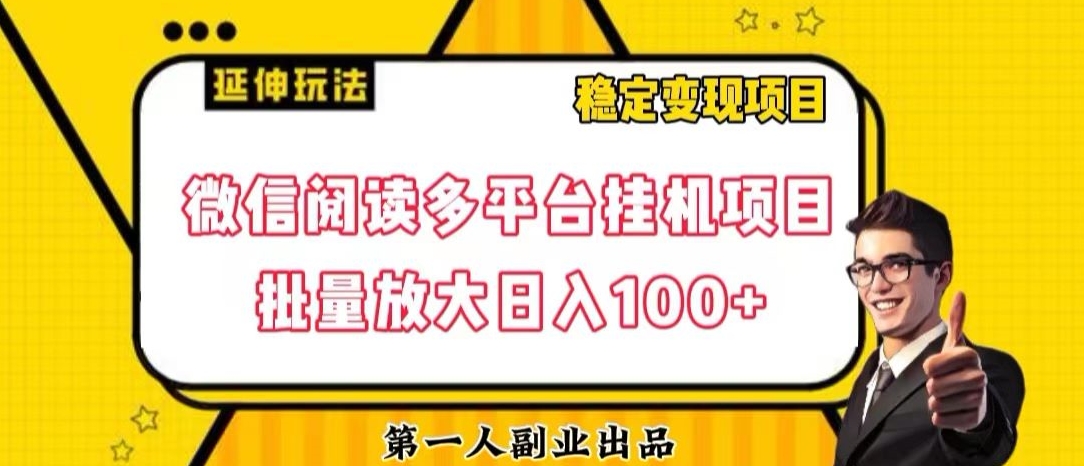 微信阅读多平台挂机项目批量放大日入100+【揭秘】-赚金金-技能学习分享