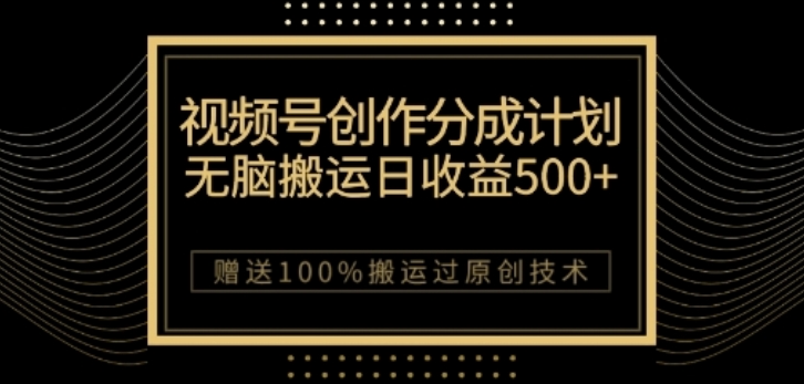 视频号分成计划与私域双重变现，纯搬运无技术，日入3~5位数【揭秘】-赚金金-技能学习分享