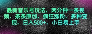 最新音乐号玩法,两分钟一条视频,条条原创,疯狂涨粉,多种变现,日入500+,小白易上手【揭秘】-赚金金-技能学习分享
