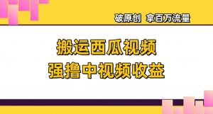 搬运西瓜视频强撸中视频收益,日赚600+破原创,拿百万流量【揭秘】-赚金金-技能学习分享