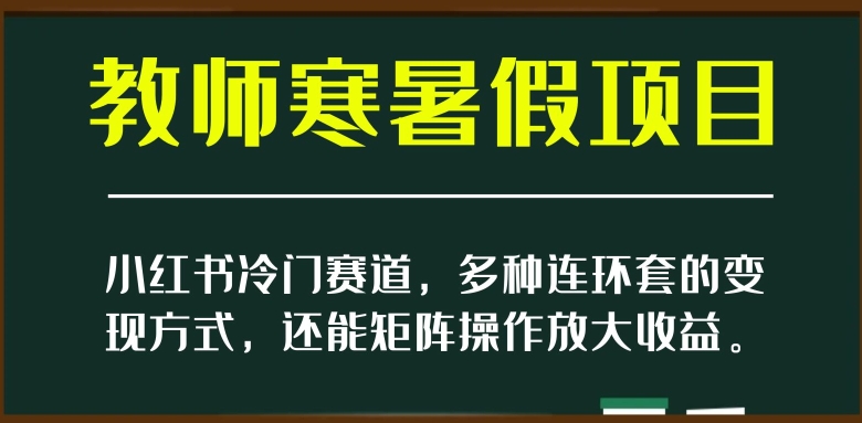 小红书冷门赛道，教师寒暑假项目，多种连环套的变现方式，还能矩阵操作放大收益【揭秘】-赚金金-技能学习分享