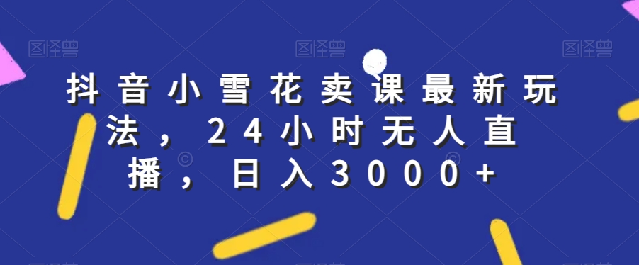 抖音小雪花卖课最新玩法，24小时无人直播，日入3000+【揭秘】-赚金金-技能学习分享