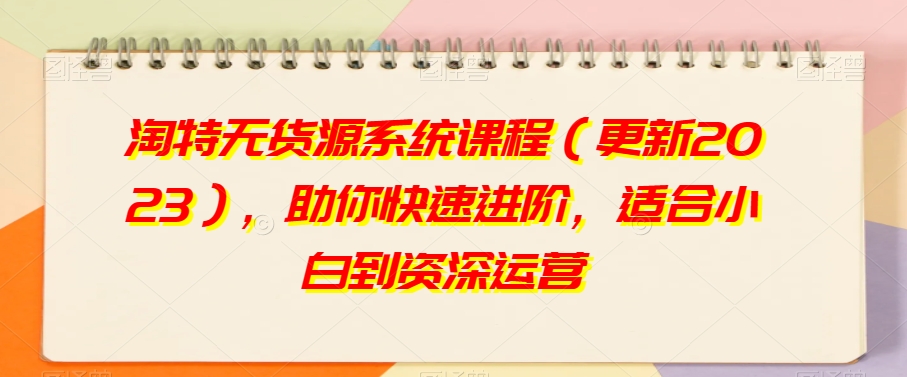 淘特无货源系统课程（更新2023），助你快速进阶，适合小白到资深运营-赚金金-技能学习分享