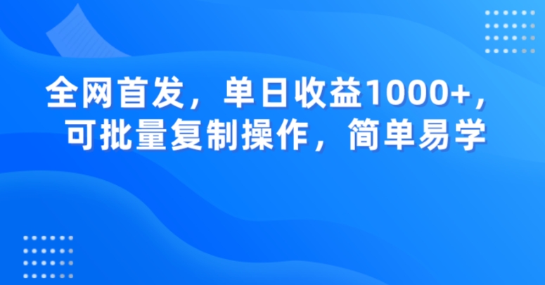 全网首发，单日收益1000+，可批量复制操作，简单易学【揭秘】-赚金金-技能学习分享