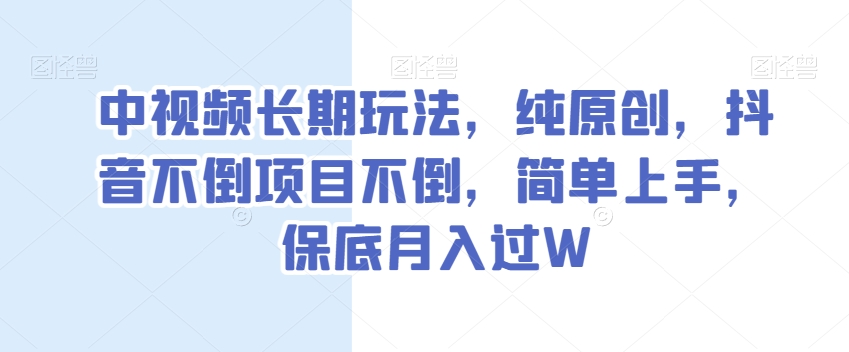 中视频长期玩法，纯原创，抖音不倒项目不倒，简单上手，保底月入过W【揭秘】-赚金金-技能学习分享