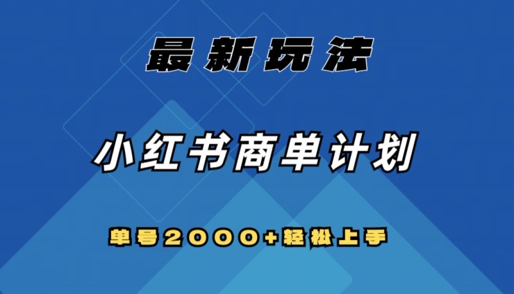 全网首发，小红书商单计划最新玩法，单号2000+可扩大可复制【揭秘】-赚金金-技能学习分享