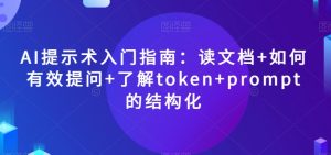 AI提示术入门指南:读文档+如何有效提问+了解token+prompt的结构化【揭秘】-赚金金-技能学习分享