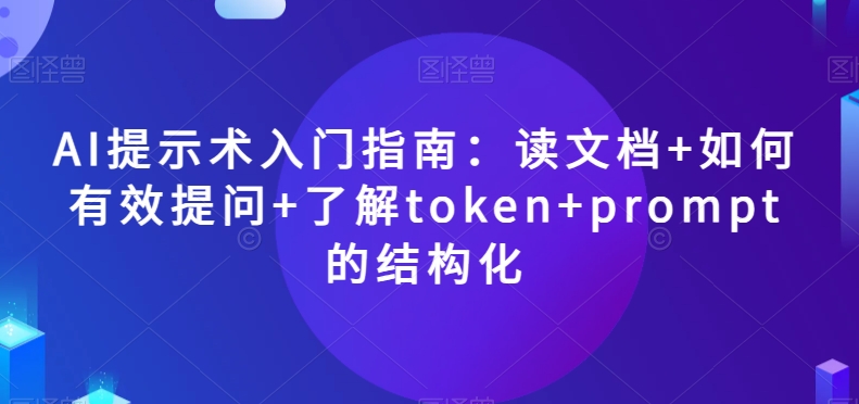 AI提示术入门指南：读文档+如何有效提问+了解token+prompt的结构化【揭秘】-赚金金-技能学习分享
