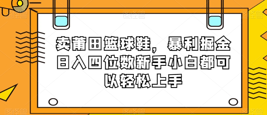卖莆田篮球鞋,暴利掘金日入四位数新手小白都可以轻松上手【揭秘】-赚金金-技能学习分享