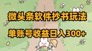 微头条软件抄书玩法，单账号收益日入300+【揭秘】-赚金金-技能学习分享