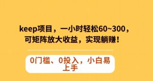 Keep蓝海项目,一小时轻松60~300+,可矩阵放大收益,可实现躺赚【揭秘】-赚金金-技能学习分享