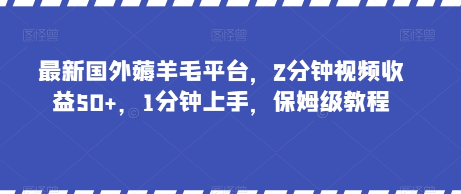 最新国外薅羊毛平台,2分钟视频收益50+,1分钟上手,保姆级教程【揭秘】-赚金金-技能学习分享