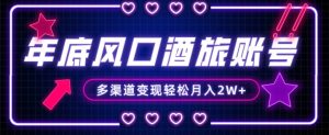 年底大风口旅游赛道酒旅账号,多渠道变现,小白也能月入2W+【揭秘】-赚金金-技能学习分享