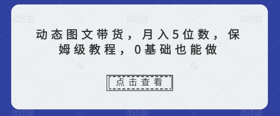 动态图文带货,月入5位数,保姆级教程,0基础也能做【揭秘】-赚金金-技能学习分享
