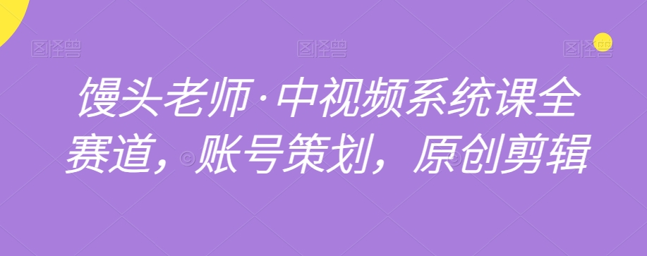 馒头老师·中视频系统课全赛道，账号策划，原创剪辑-赚金金-技能学习分享