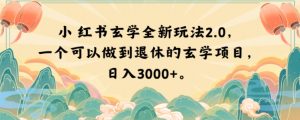 小红书玄学全新玩法2.0,一个可以做到退休的玄学项目,日入3000+【揭秘】-赚金金-技能学习分享