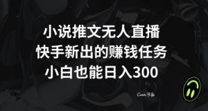 小说推文无人直播,快手新出的赚钱任务,小白也能日入300+【揭秘】-赚金金-技能学习分享