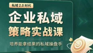 私域2.0时代:企业私域策略实战课,培养能拿结果的私域操盘手-赚金金-技能学习分享