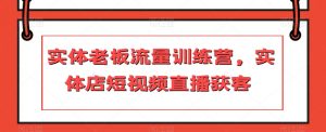 实体老板流量训练营,实体店短视频直播获客-赚金金-技能学习分享