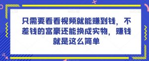 谁做过这么简单的项目?只需要看看视频就能赚到钱,不差钱的富豪还能换成实物,赚钱就是这么简单!【揭秘】-赚金金-技能学习分享