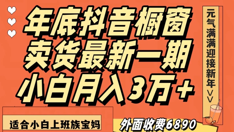 外面收费6890元年底抖音橱窗卖货最新一期，小白月入3万，适合小白上班族宝妈【揭秘】-赚金金-技能学习分享