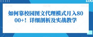 如何靠校园图文代理模式月入8000+!详细剖析及实战教学【揭秘】-赚金金-技能学习分享