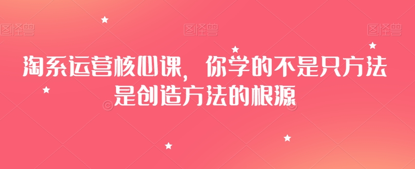 淘系运营核心课，你学的不是只方法是创造方法的根源-赚金金-技能学习分享